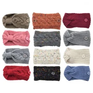 4-Pack: Women's Winter Headband and Ear Warmer with Buttons to Hold Mask