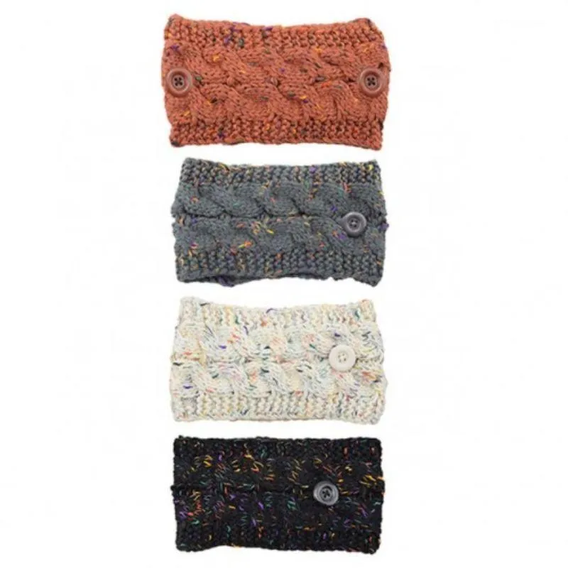 4-Pack: Women's Winter Headband and Ear Warmer with Buttons to Hold Mask