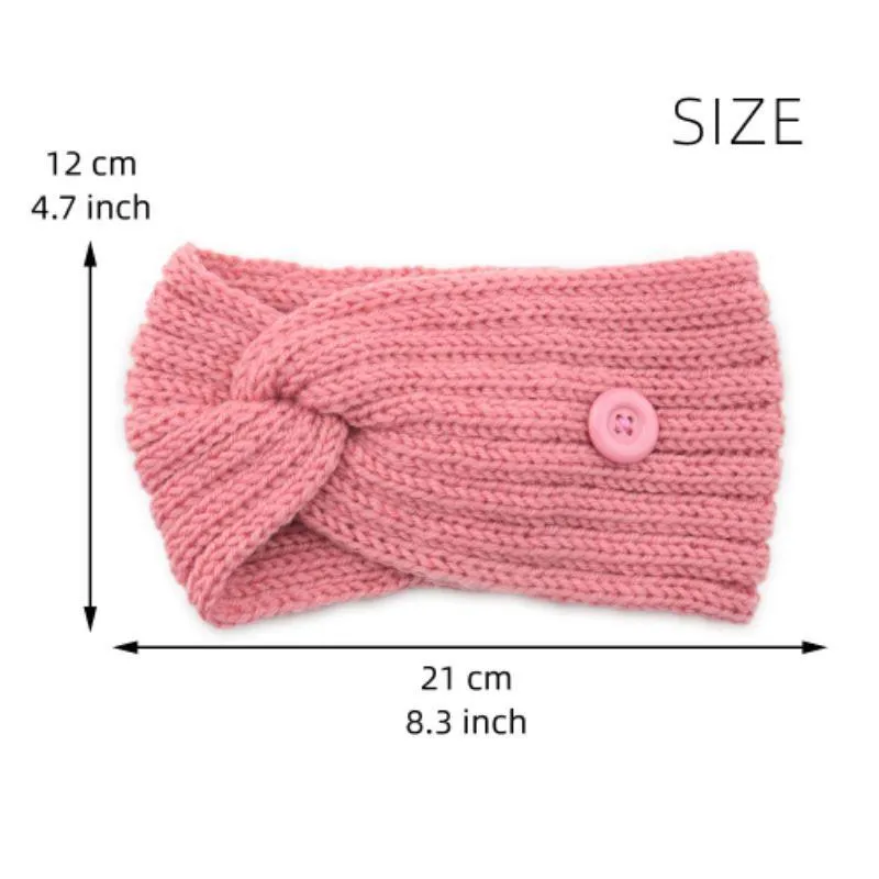 4-Pack: Women's Winter Headband and Ear Warmer with Buttons to Hold Mask