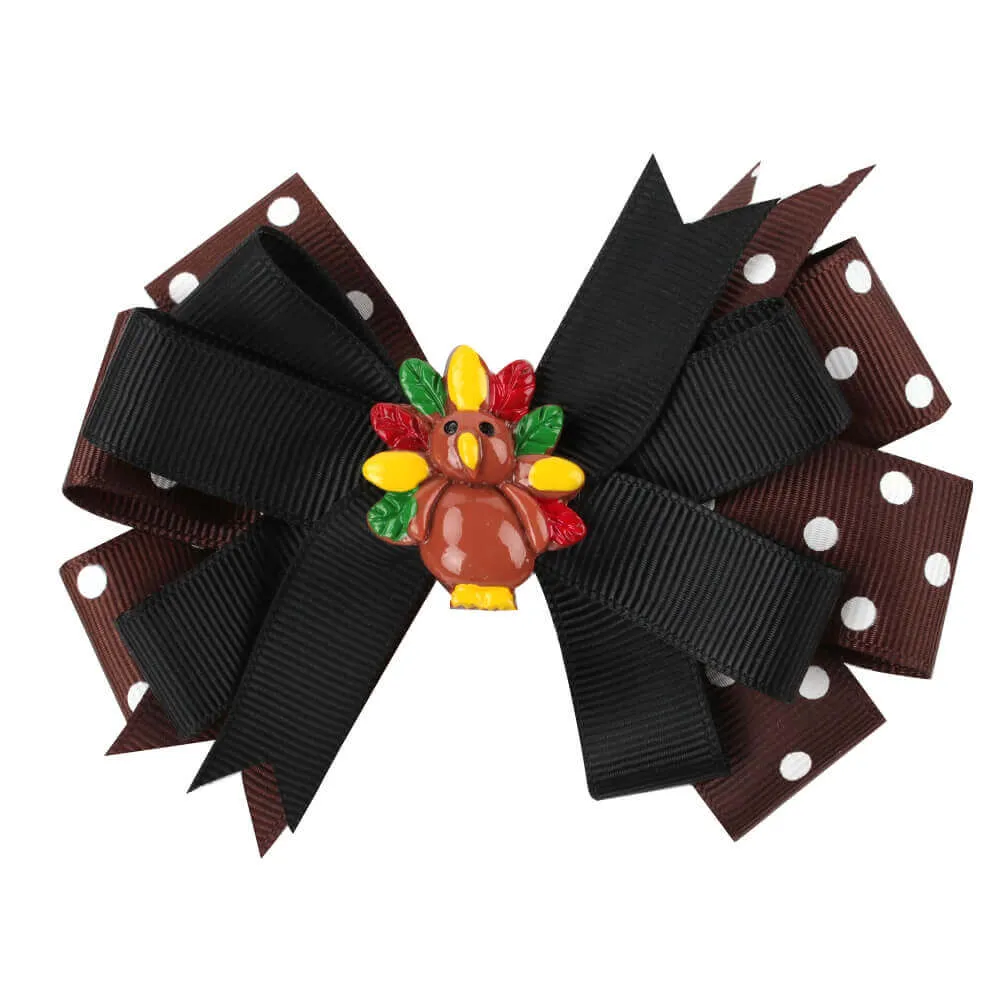 4'' Thanksgiving Ribbon Hair Bows