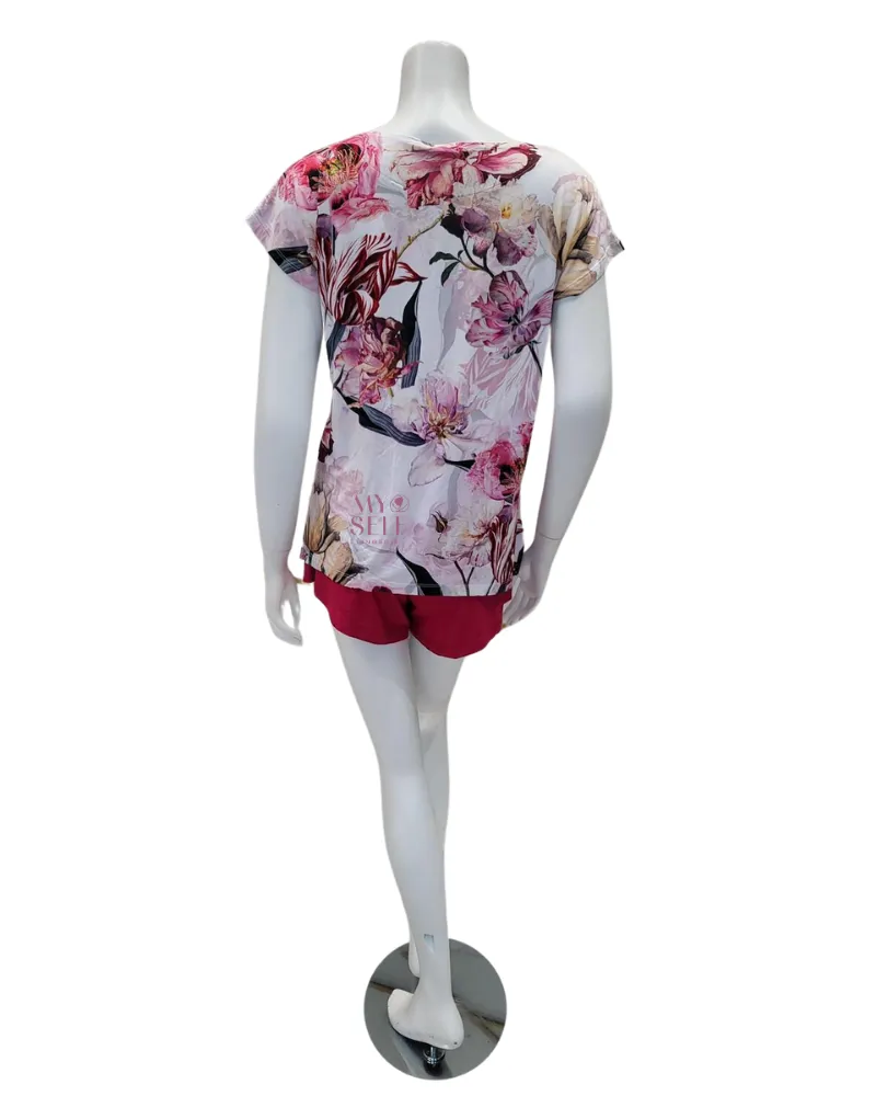 4021 Floral Print Ruby Shorts Modal Pajamas Set