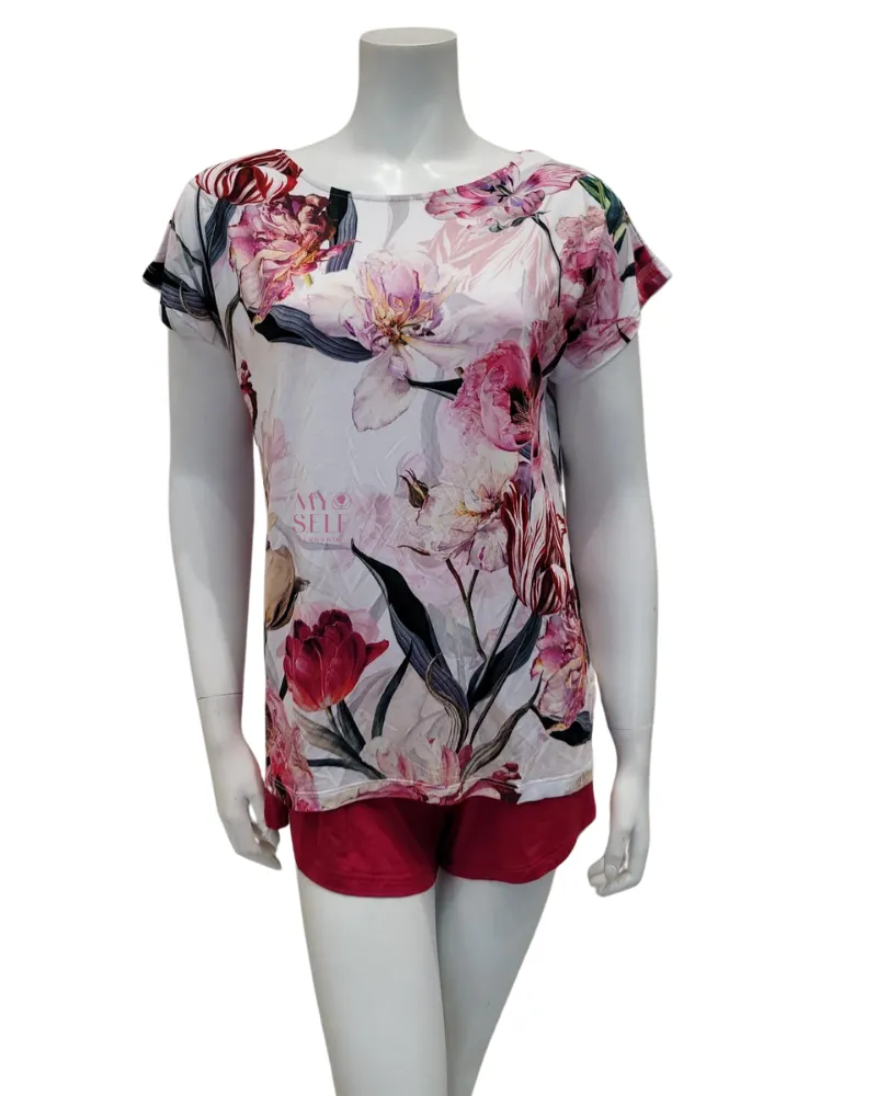 4021 Floral Print Ruby Shorts Modal Pajamas Set