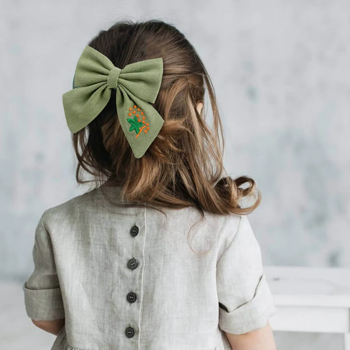 5'' Embroidery Sunflower Hair Bows