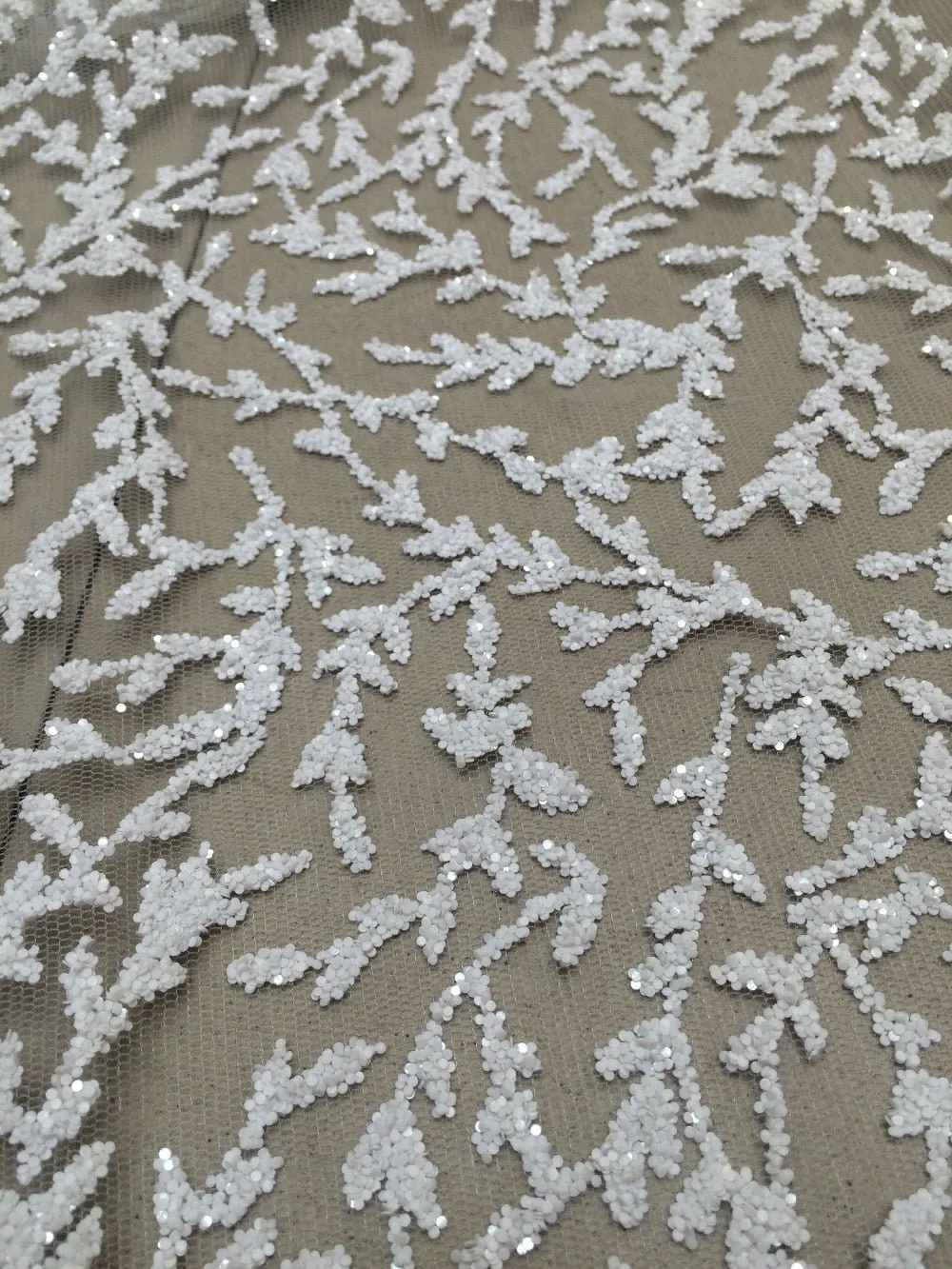 5 YARDS / Melya White Floral Embroidery Glitter Mesh Lace  Party Prom Bridal Dress Fabric