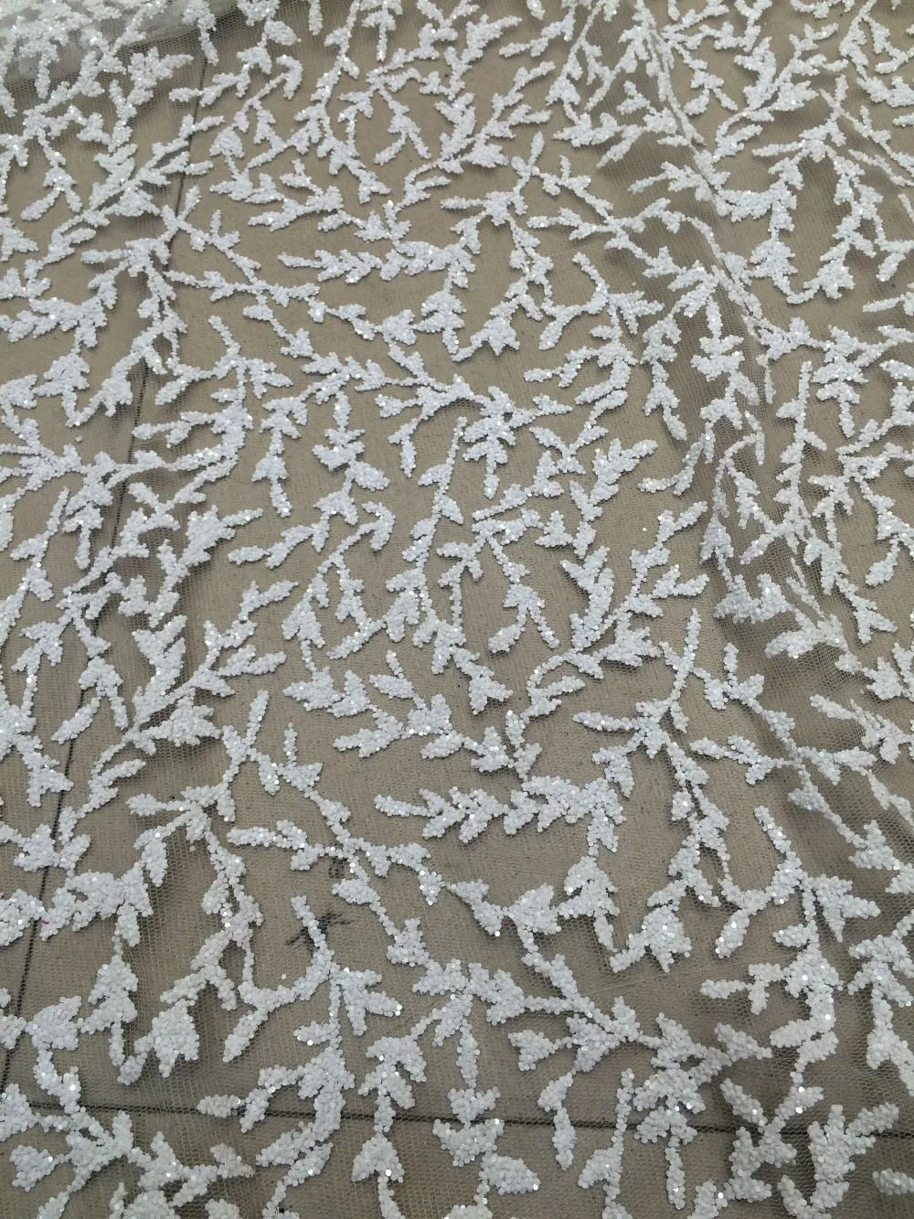 5 YARDS / Melya White Floral Embroidery Glitter Mesh Lace  Party Prom Bridal Dress Fabric