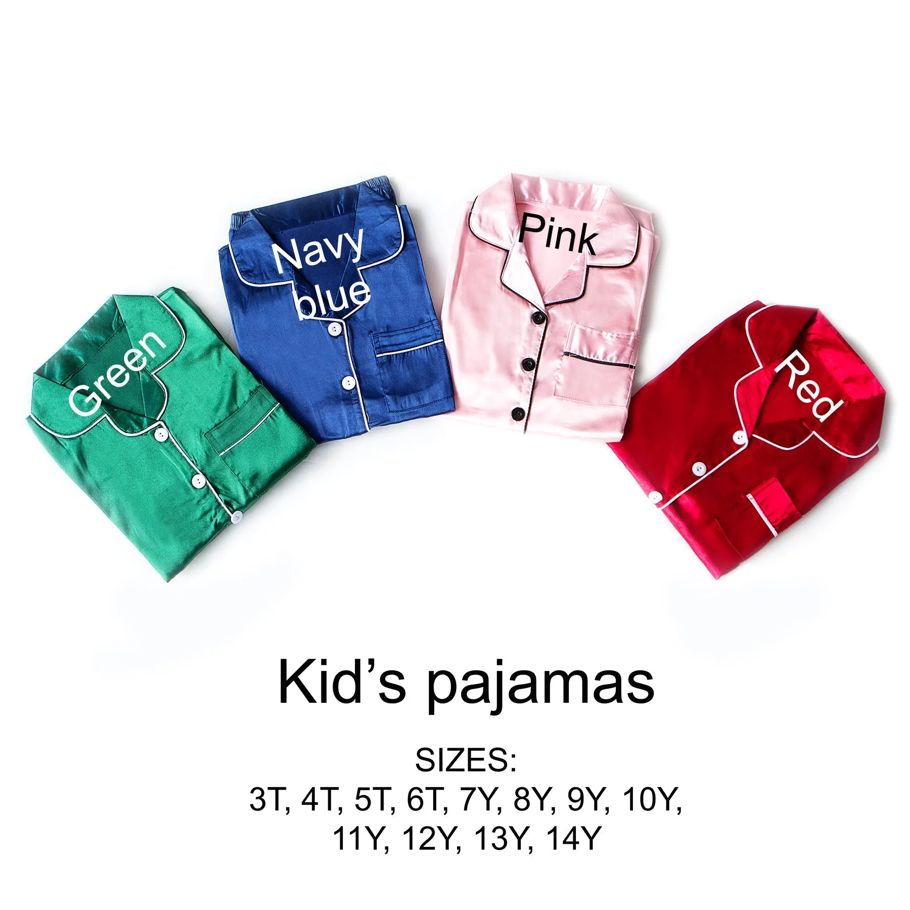 50% OFF Christmas Custom Satin Pajamas for kids- Long Sleeves w. Pants