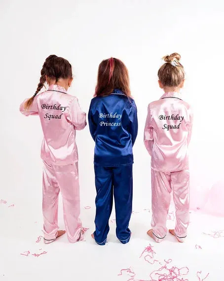 50% OFF Christmas Custom Satin Pajamas for kids- Long Sleeves w. Pants