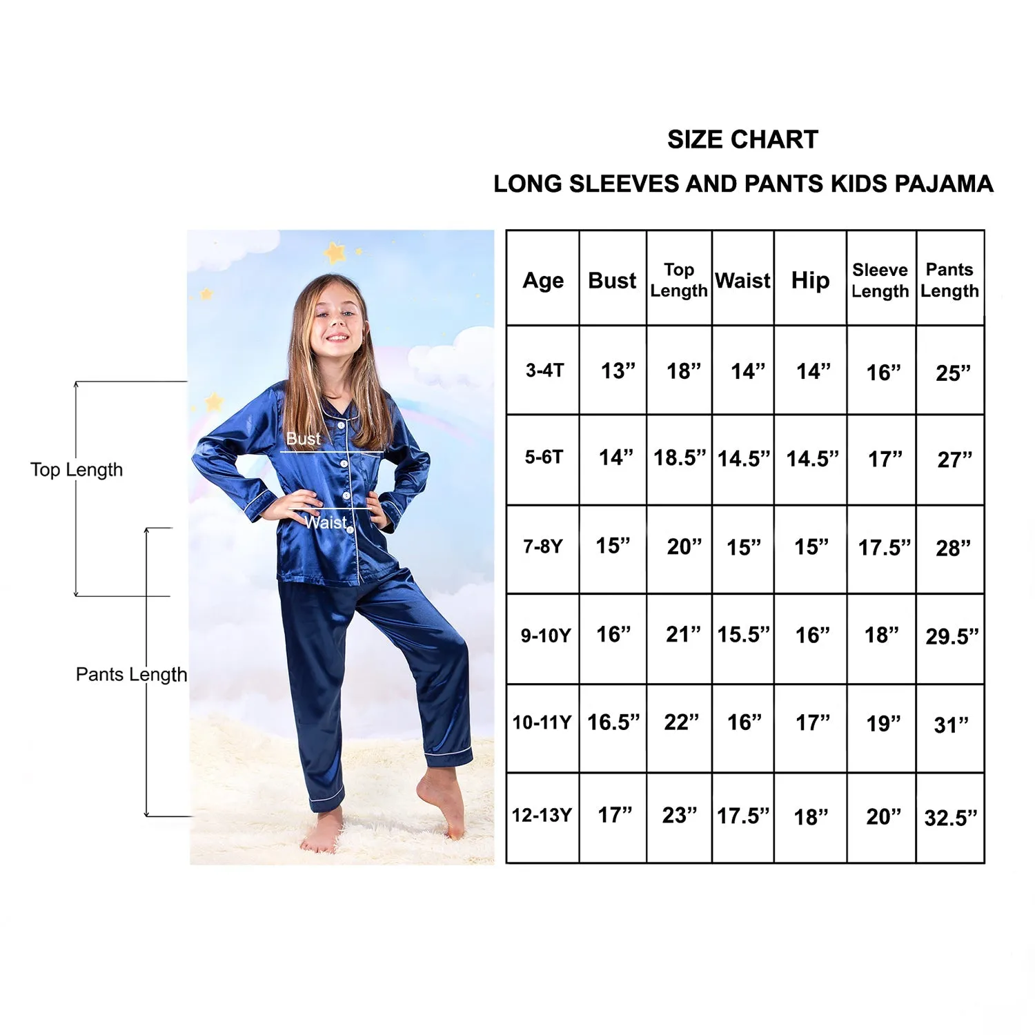 50% OFF Christmas Custom Satin Pajamas for kids- Long Sleeves w. Pants