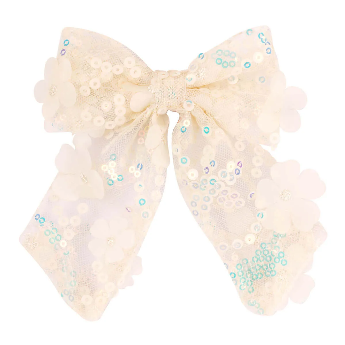 5.5'' Lace Flower Laser Sequin Hair Bows