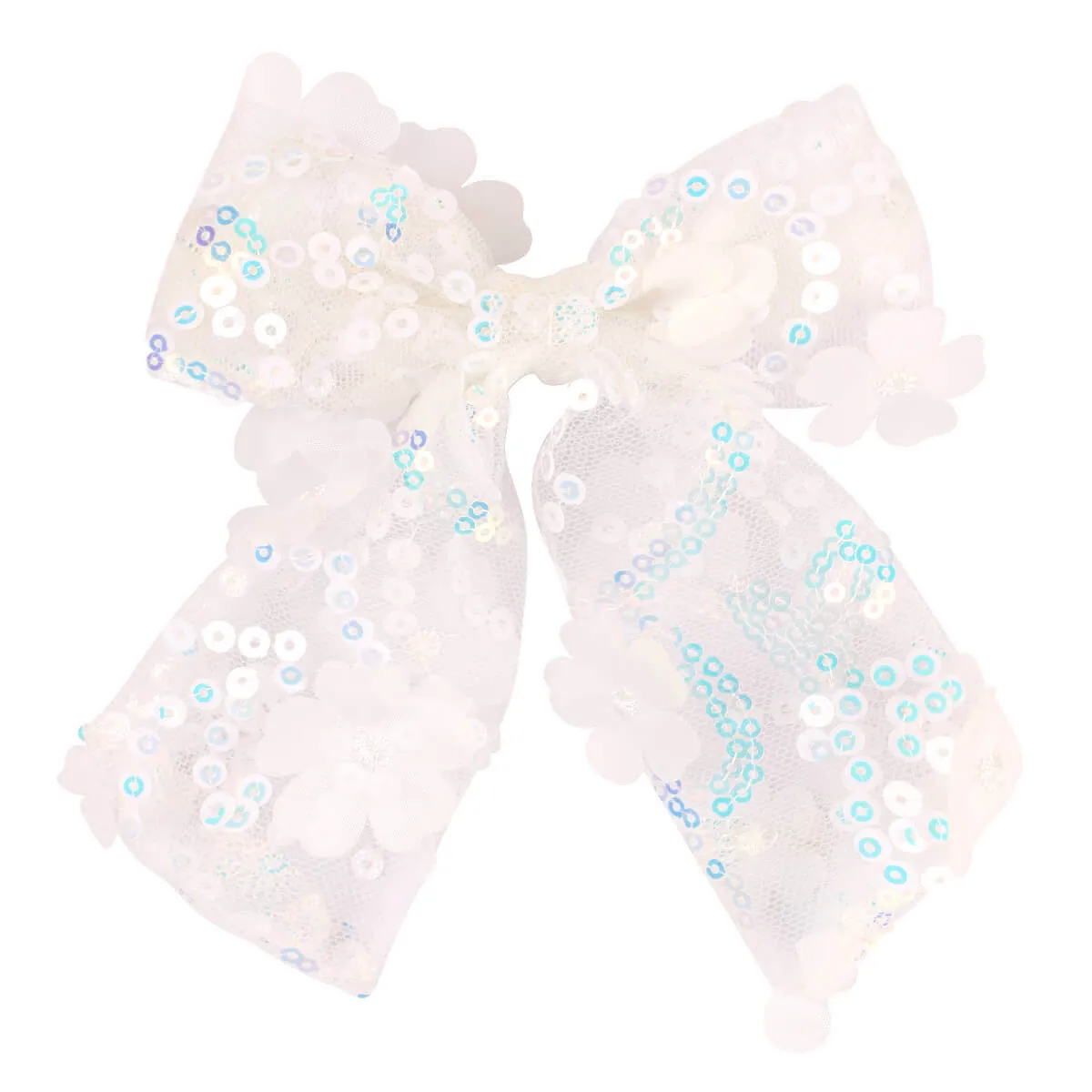 5.5'' Lace Flower Laser Sequin Hair Bows