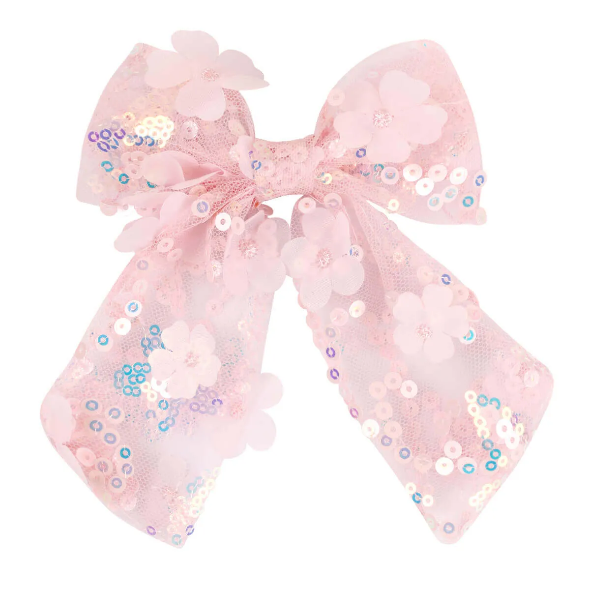 5.5'' Lace Flower Laser Sequin Hair Bows