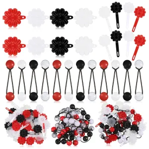 72 Pcs Hair Barrettes for Girls Hair Balls Self Hinge Hair Barrettes Ties Bubble Hair Accessories Set 80s 90s Bow Flower Hair Tie Plastic Hair Clips for Baby Toddler (Black, White, Clear, Red)