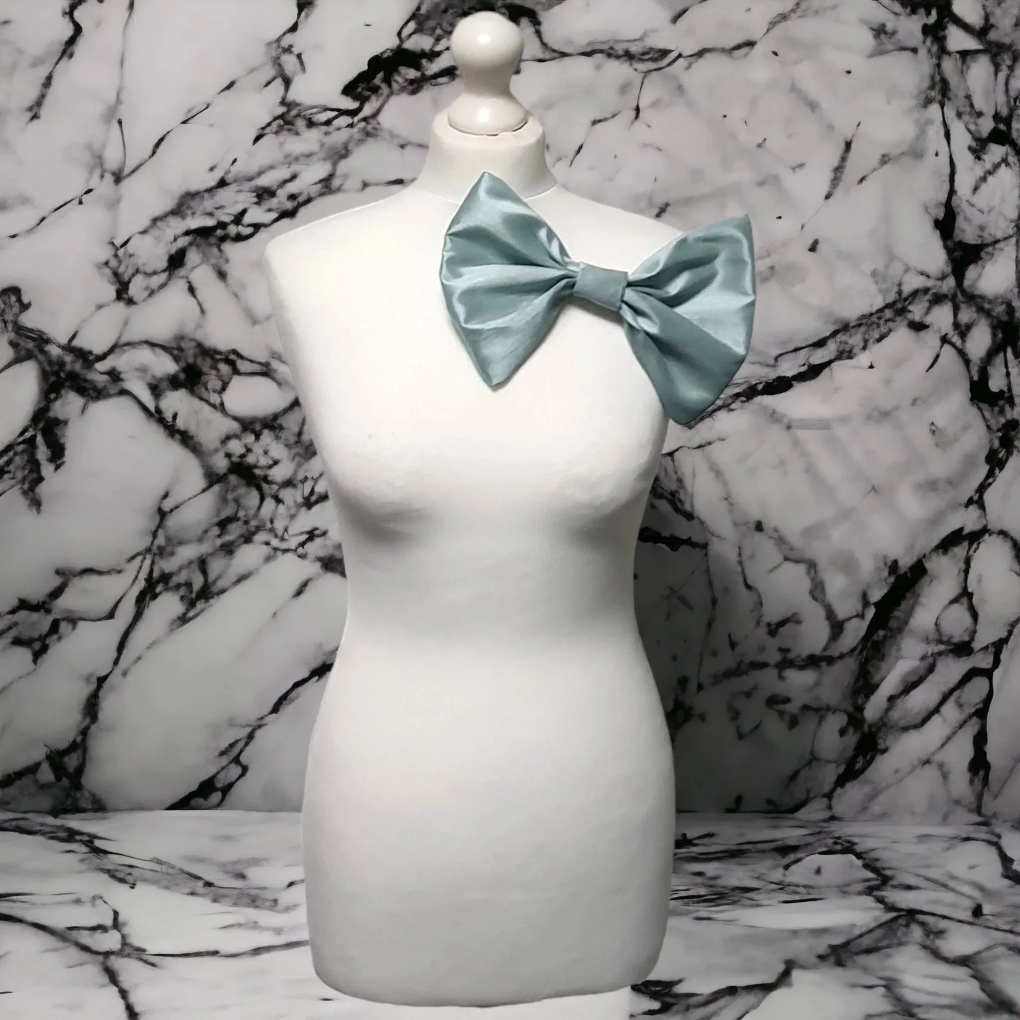 9.5" Fabric Bow Handmade Recycled Material, Pin Back, Shoulder Brooch