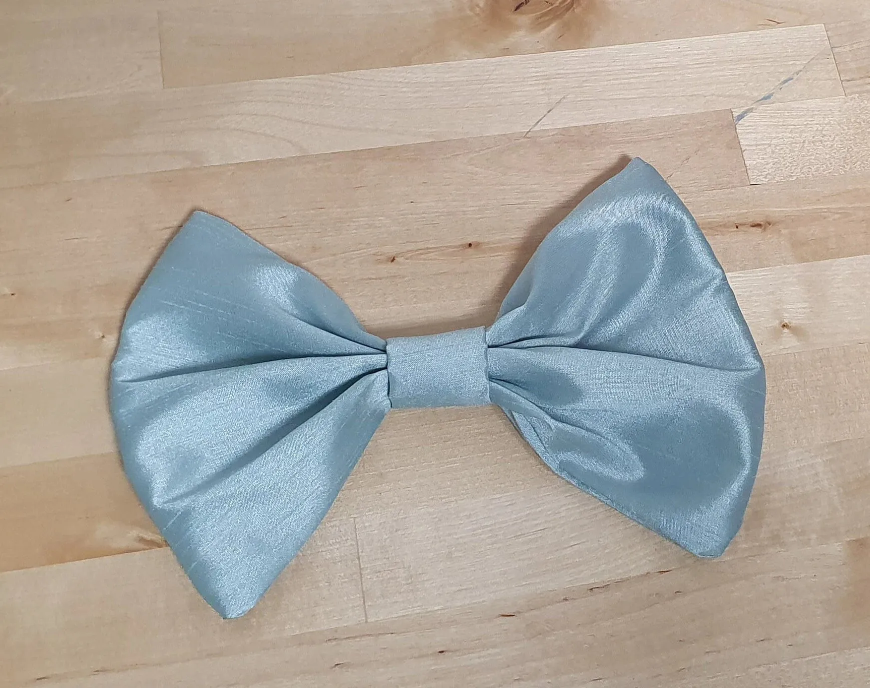 9.5" Fabric Bow Handmade Recycled Material, Pin Back, Shoulder Brooch