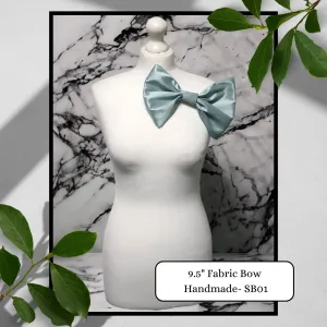 9.5" Fabric Bow Handmade Recycled Material, Pin Back, Shoulder Brooch