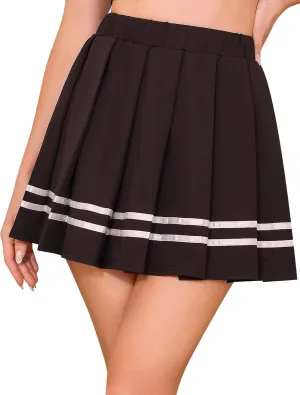 ABAFIP Women's Pleated Mini Skirt High Waist A-Line Skater School Cheer Uniform Tennis Short Skirts