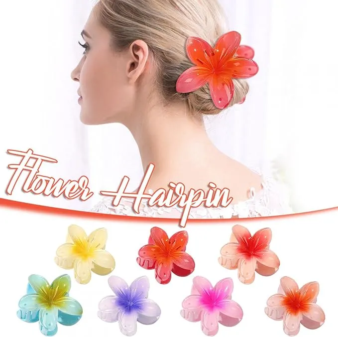 Acrylic Flower Hair Claw Clip Hairpin Women Girls Summer Gradient Shark Hair Clip Barrettes Ponytail Hair Accessories