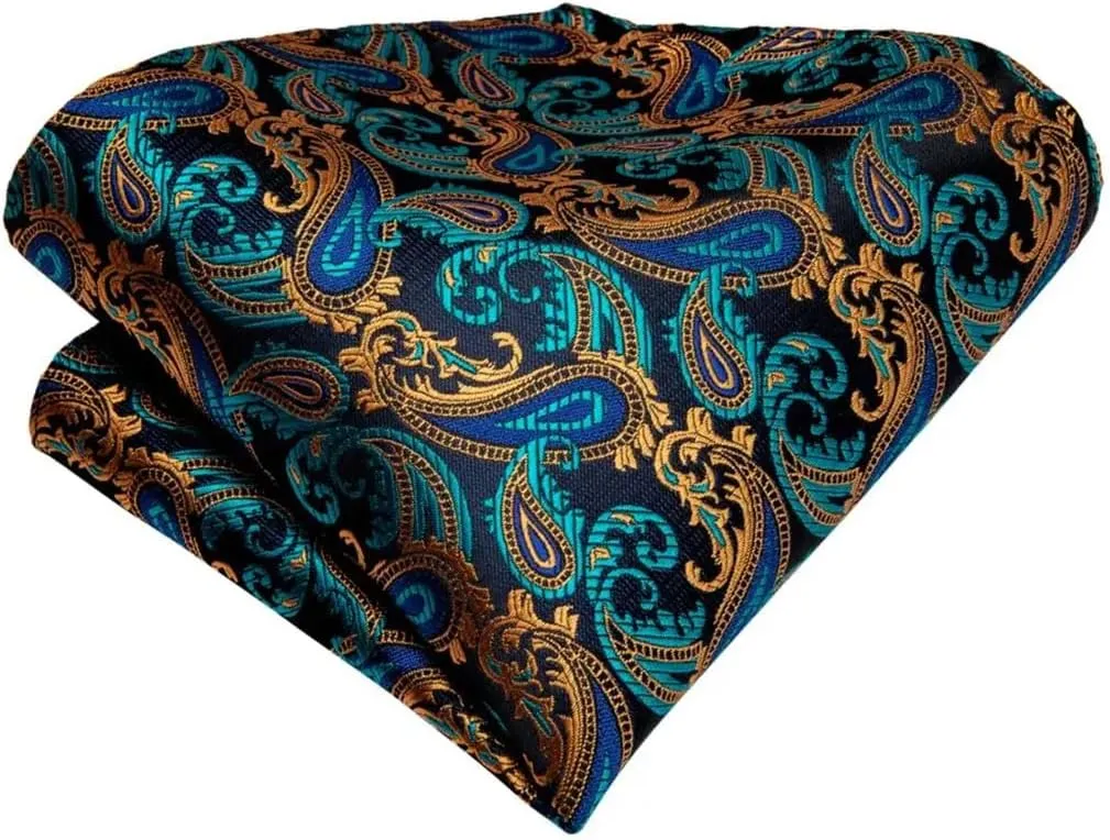 Adjustable Men's Silk Bowties Formal Self Bow Tie Men Paisley Wedding Bow Tie Handkerchief Cufflinks Set Tuxedo Bow