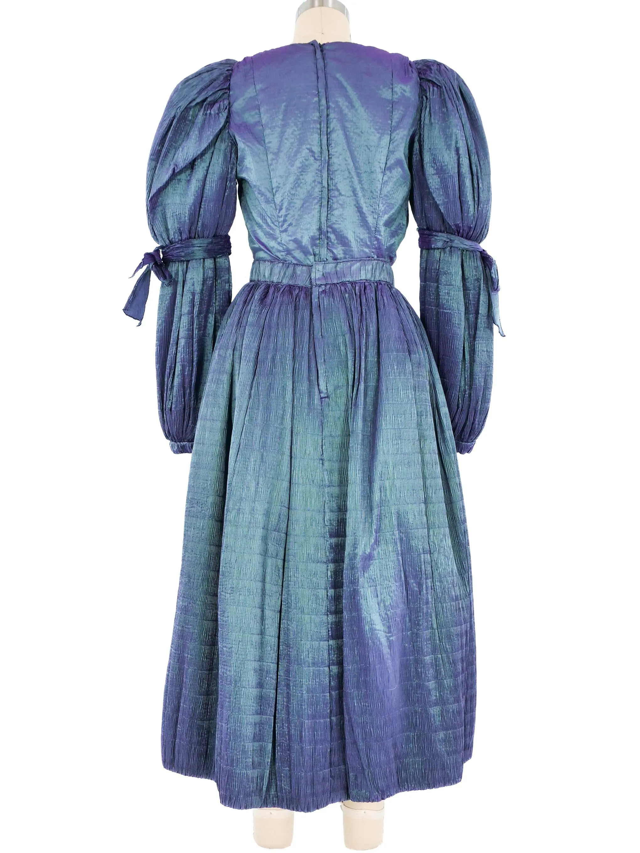Adolfo Teal Metallic Puff Sleeve Ensemble