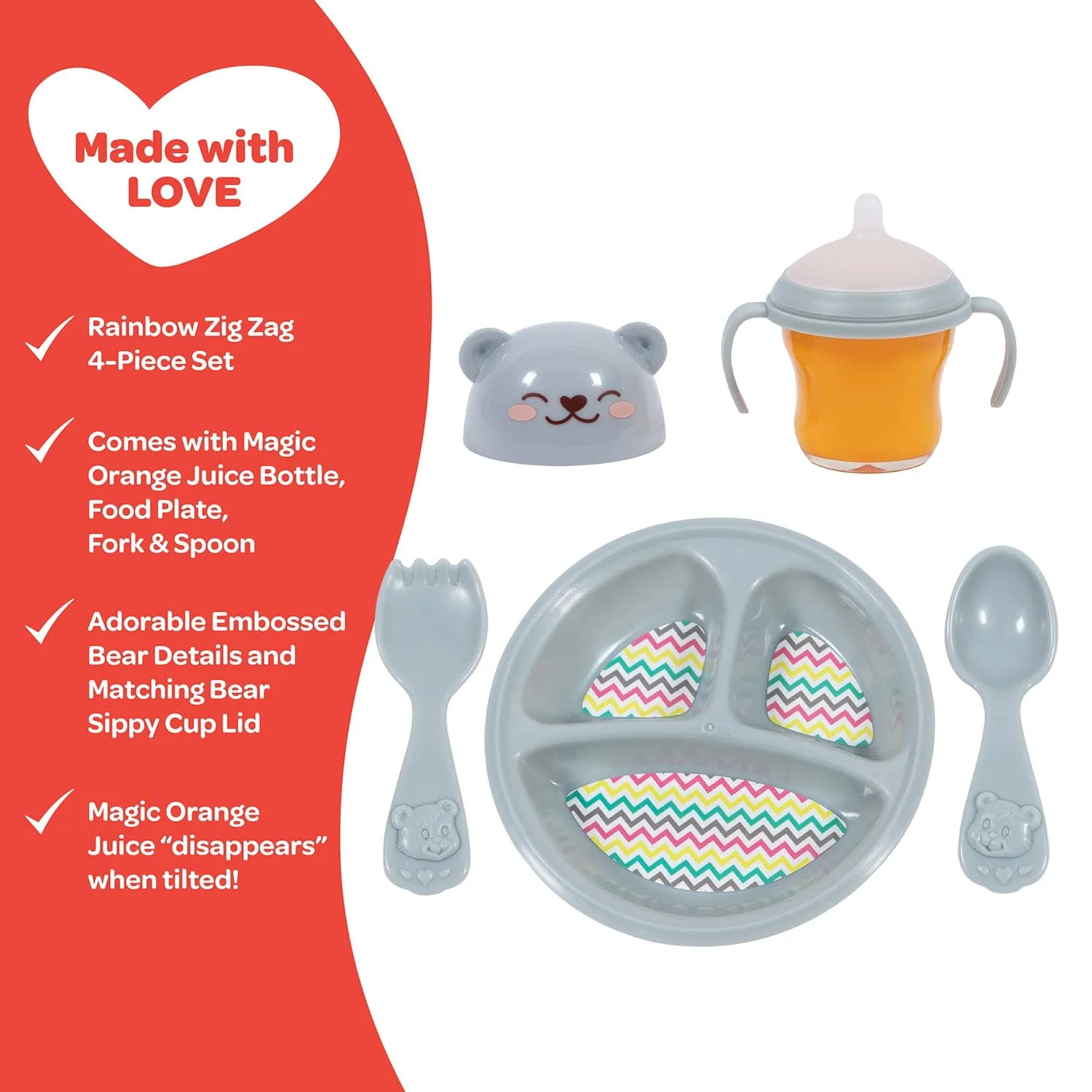 Adora Baby Doll Accessory & Magic Feeding Set - Zig Zag Rainbow