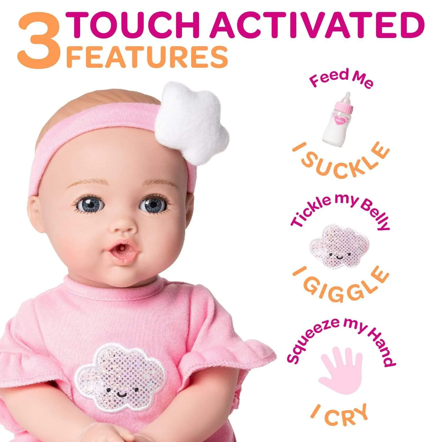 Adora NurtureTime Interactive Baby Doll, Clothes, & Accessories Set - Soft Pink