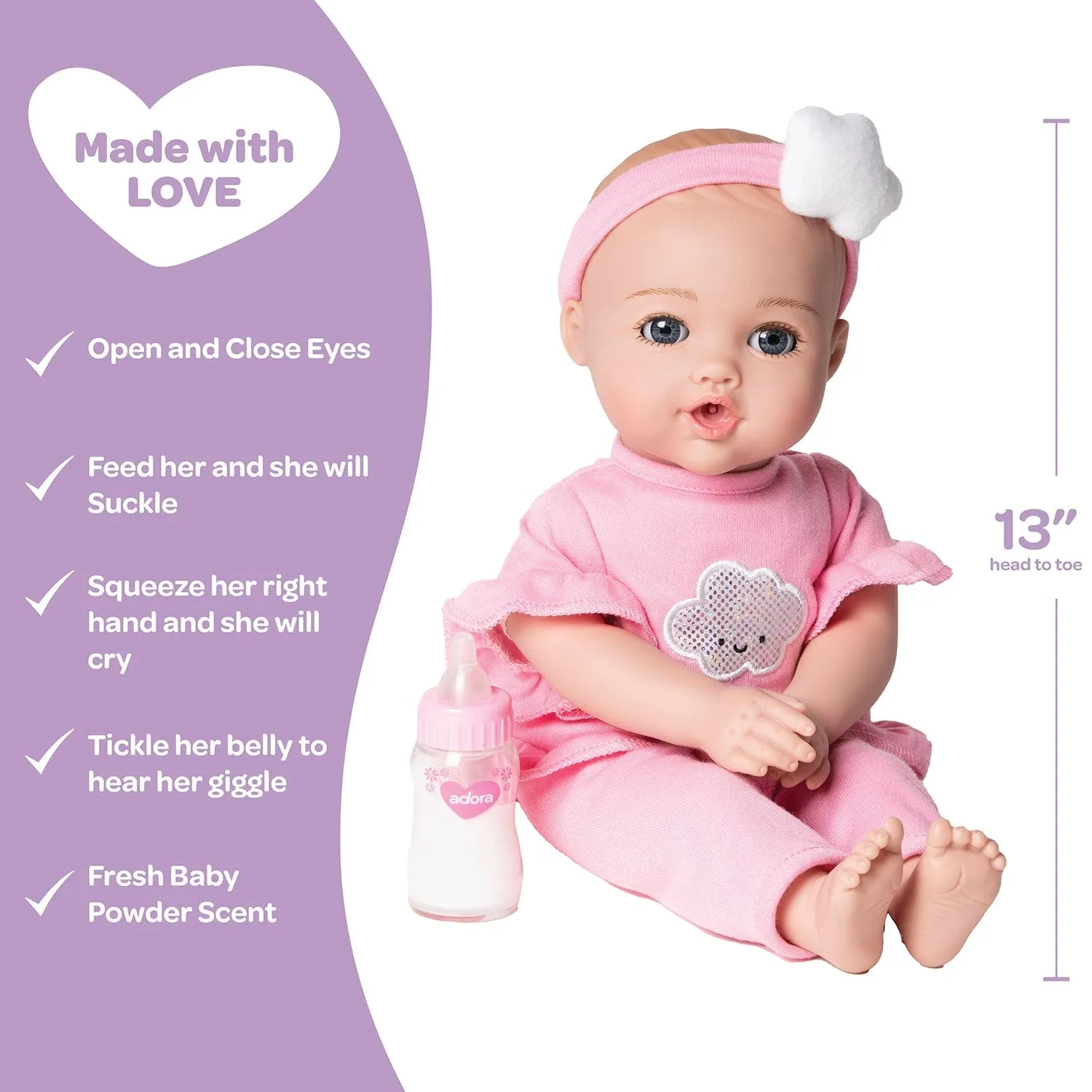 Adora NurtureTime Interactive Baby Doll, Clothes, & Accessories Set - Soft Pink