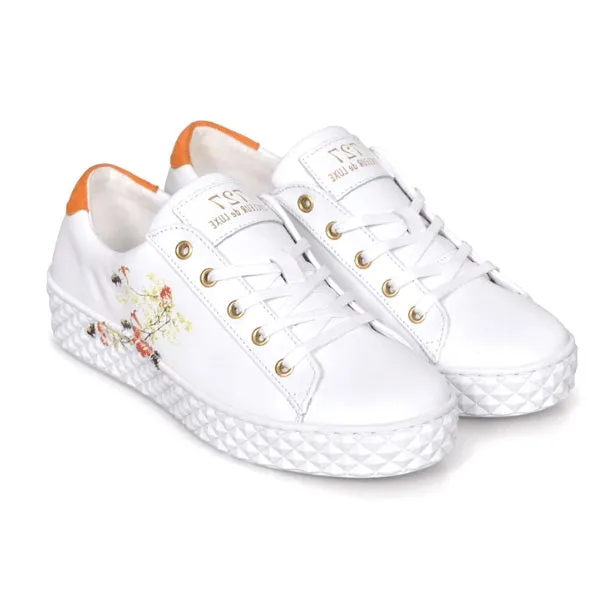 Albie Orange | Platform leather sneaker