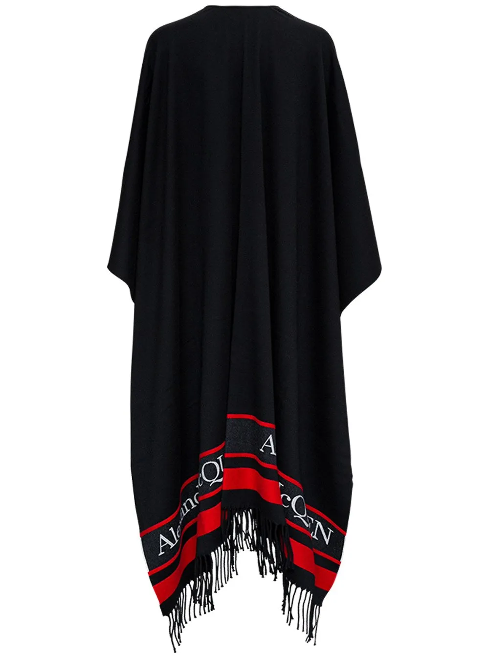 Alexander McQueen Contrasting Logo Fringed Edge Cape
