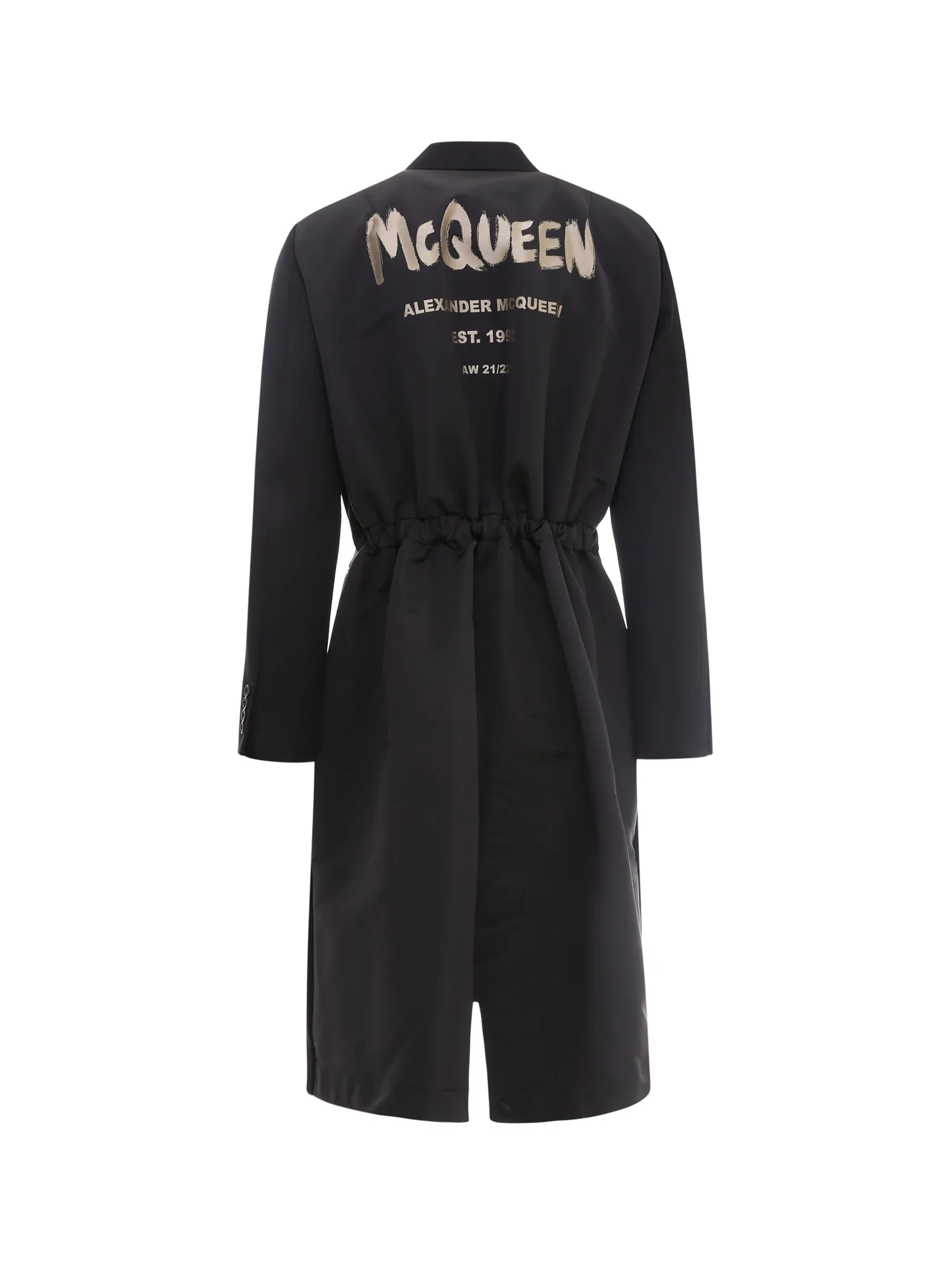 Alexander McQueen Logo Print Double Breasted Coat