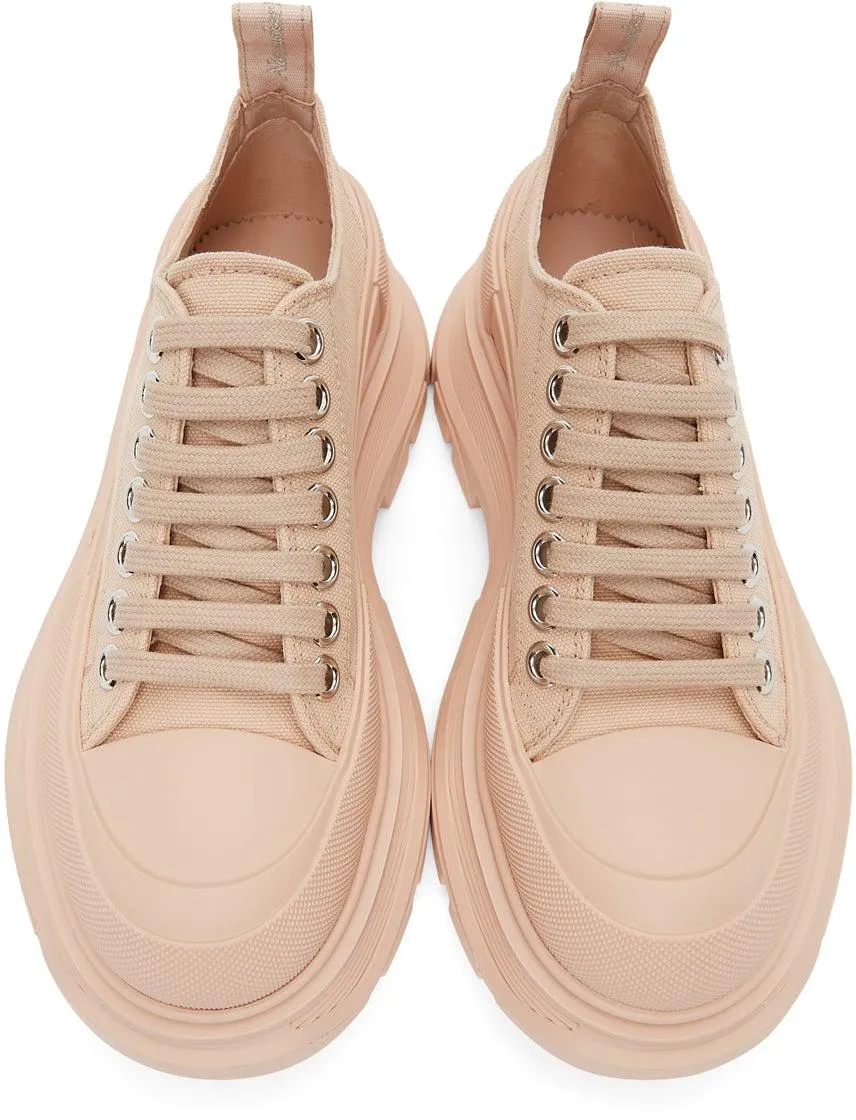 Alexander McQueen Pink Canvas Tread Slick Low Sneakers