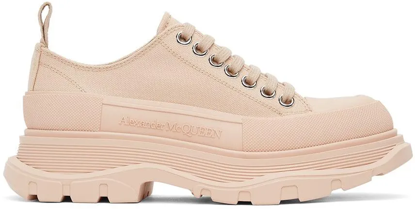 Alexander McQueen Pink Canvas Tread Slick Low Sneakers