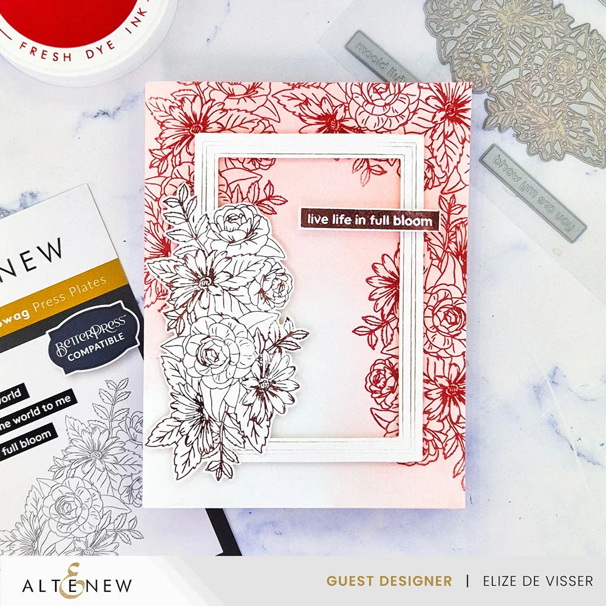 Altenew Blooming Floral Swag Press Plate Set