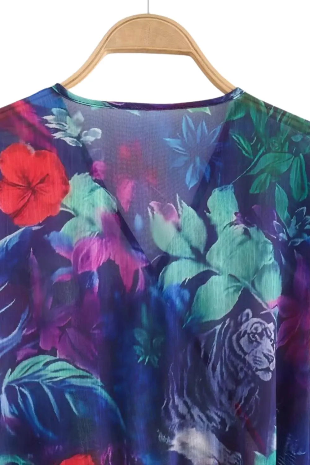 ‘Amelia’ Tropical Rainforest Print Long Sleeve Swing Dress