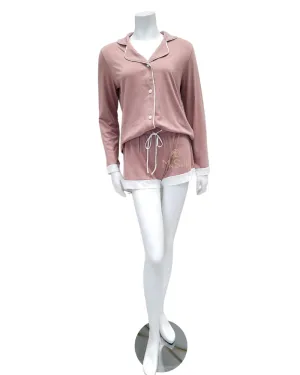 AMOBD9645 Mandorla/Ivory Bella Long Sleeve PJ's Boxer Set