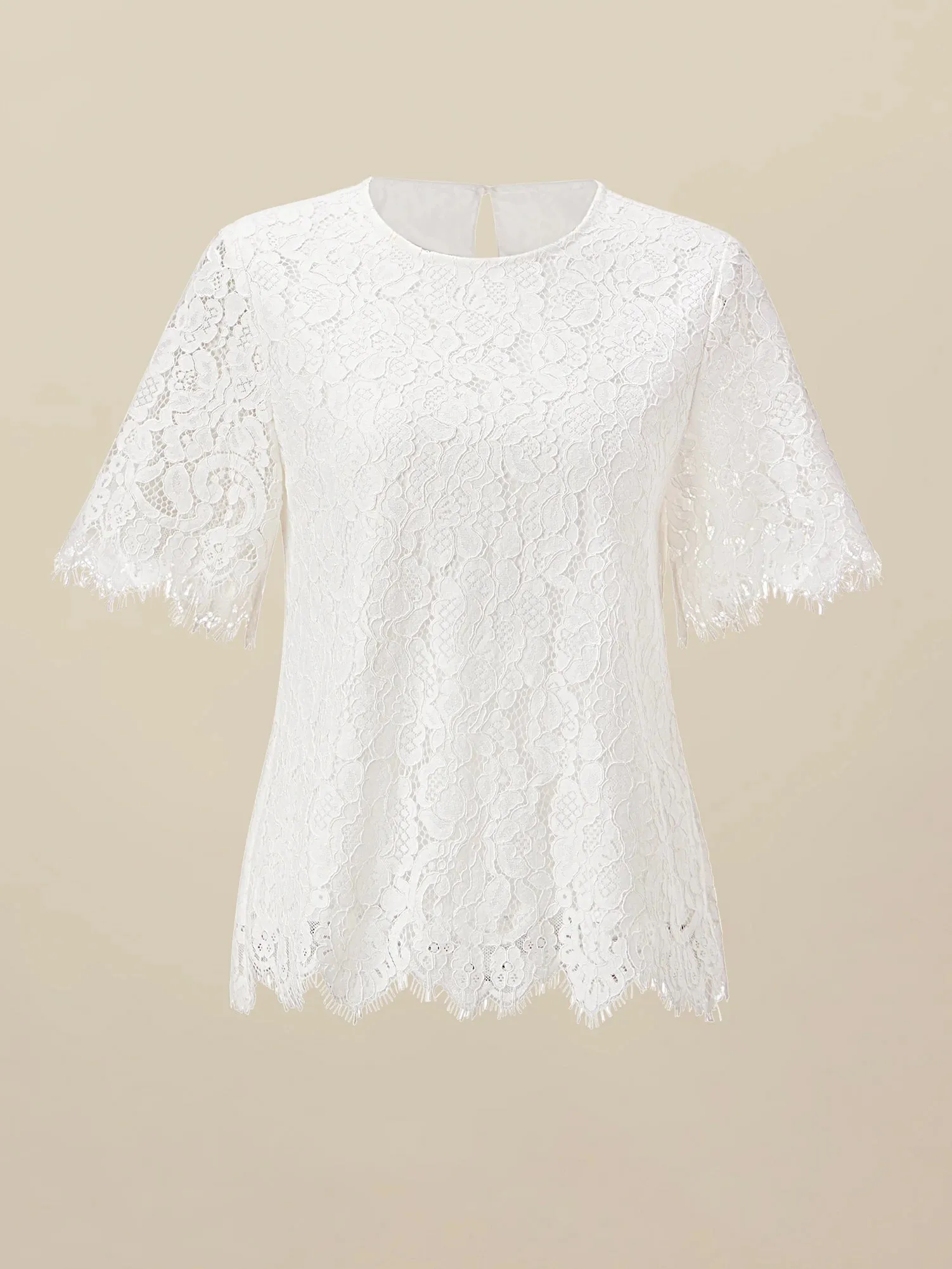 Amoretu Cotton Short Sleeve Lace Top