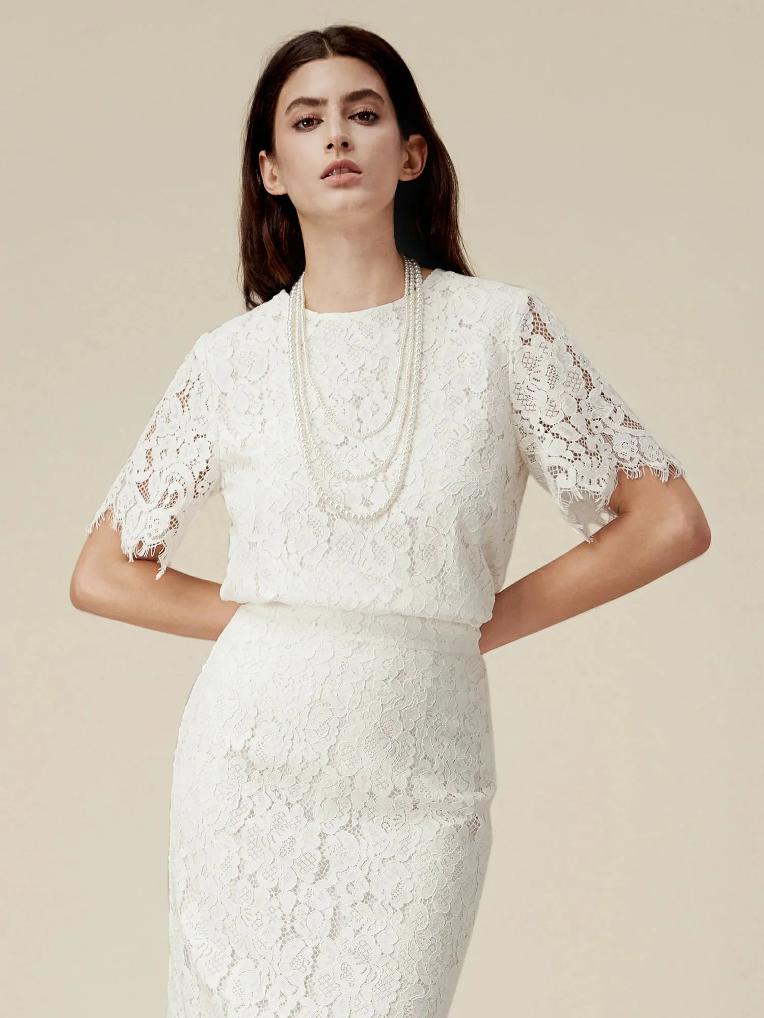 Amoretu Cotton Short Sleeve Lace Top