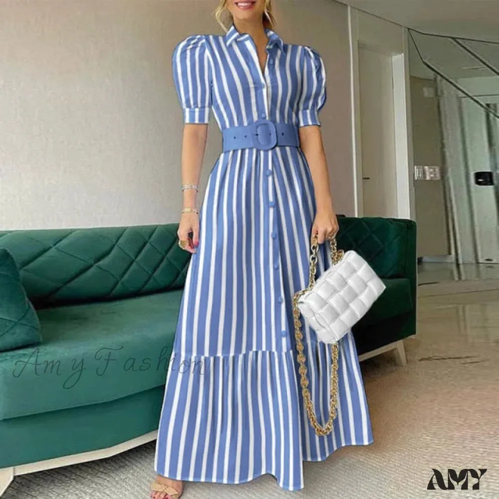 Amy Fashion - Vintage Puff Sleeve Party Maxi Dress