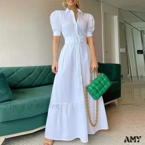 Amy Fashion - Vintage Puff Sleeve Party Maxi Dress