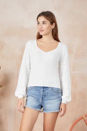 And Isla Anna Pointelle V Neck Shirt