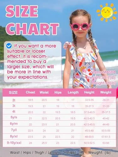 Angel season Toddler Bathing Suit Girl 3T Swimsuits One Piece for Little Kids with Upf50  Cute Ruffle Swimwear Summer Swimming Suit for Girls Quick Dry for Beach Sport Crossback Pink Floral Size 3T