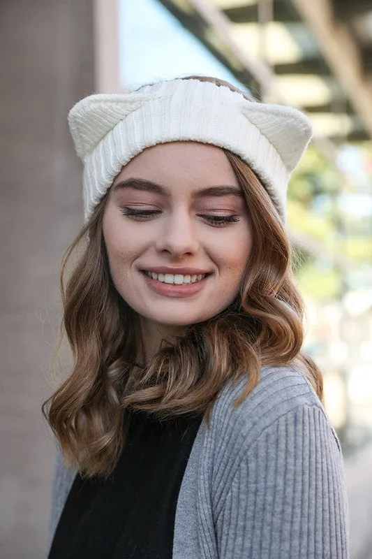 Animal Ear Knit Crochet Headband (2 Colors)