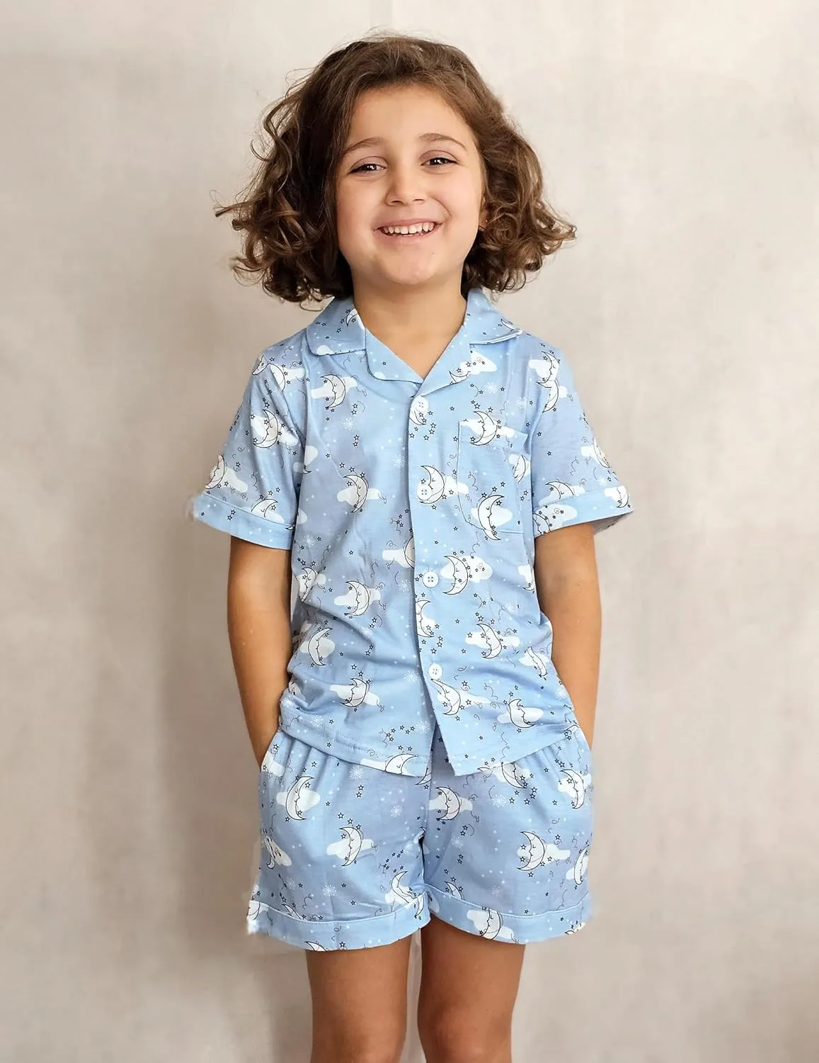 Arshiner Girls Pajamas Sets Short Sleeve Kids Pjs Button Down Sleepwear