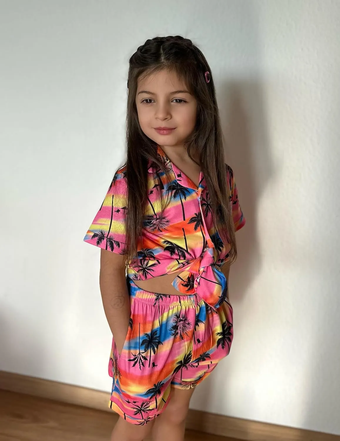 Arshiner Girls Pajamas Sets Short Sleeve Kids Pjs Button Down Sleepwear