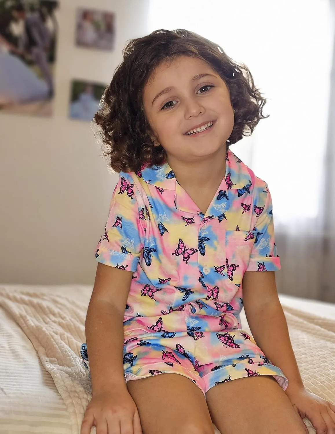 Arshiner Girls Pajamas Sets Short Sleeve Kids Pjs Button Down Sleepwear