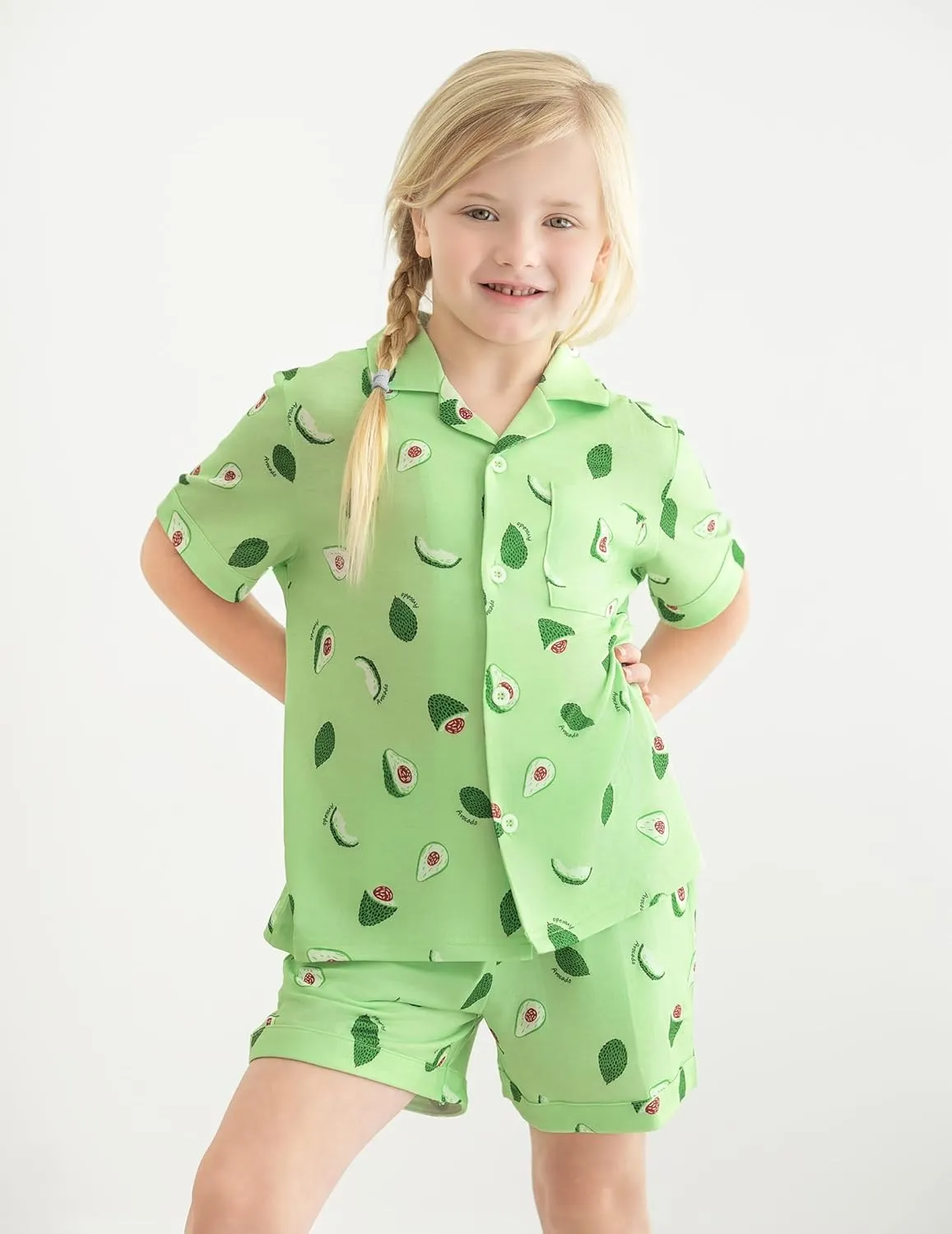 Arshiner Girls Pajamas Sets Short Sleeve Kids Pjs Button Down Sleepwear