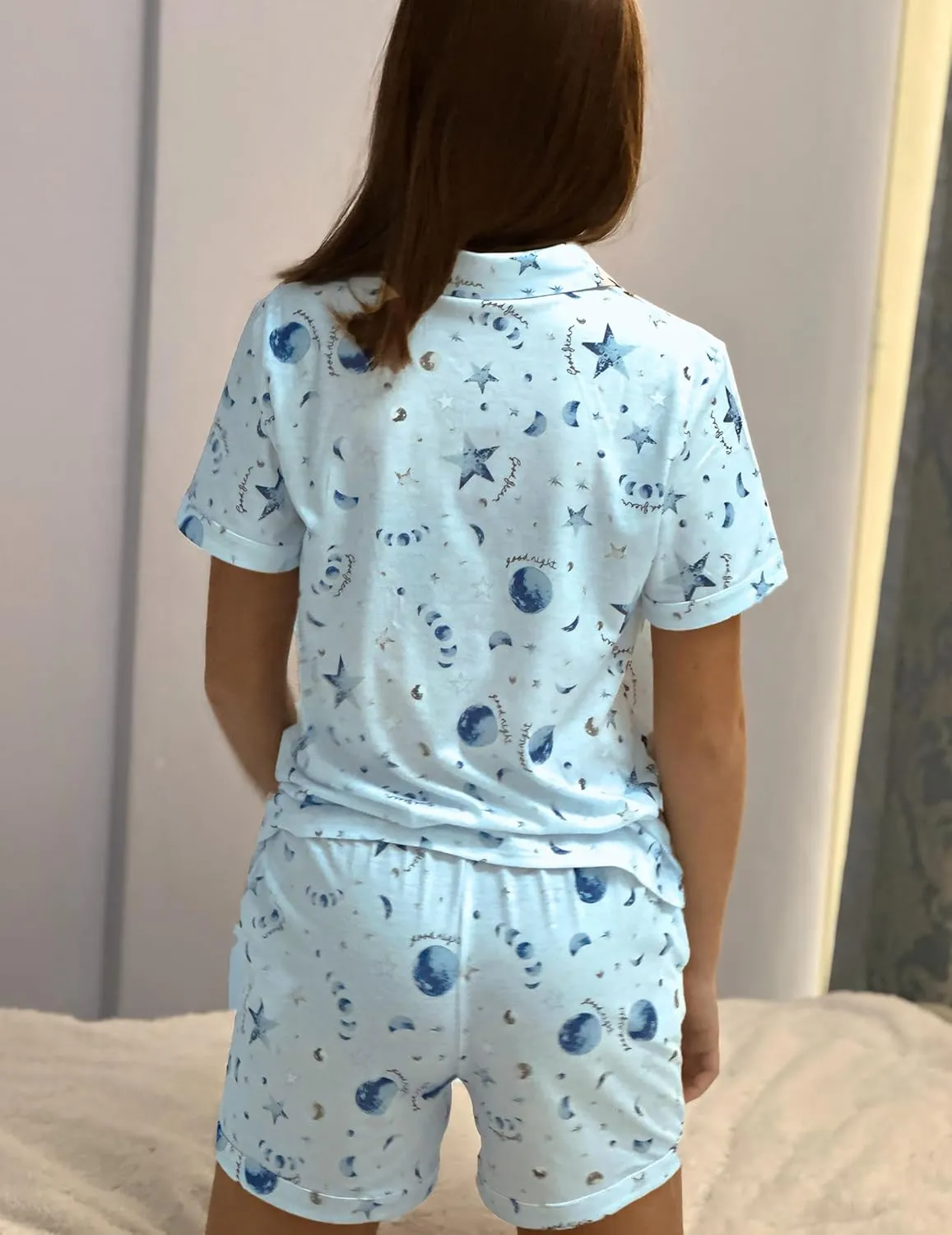 Arshiner Girls Pajamas Sets Short Sleeve Kids Pjs Button Down Sleepwear