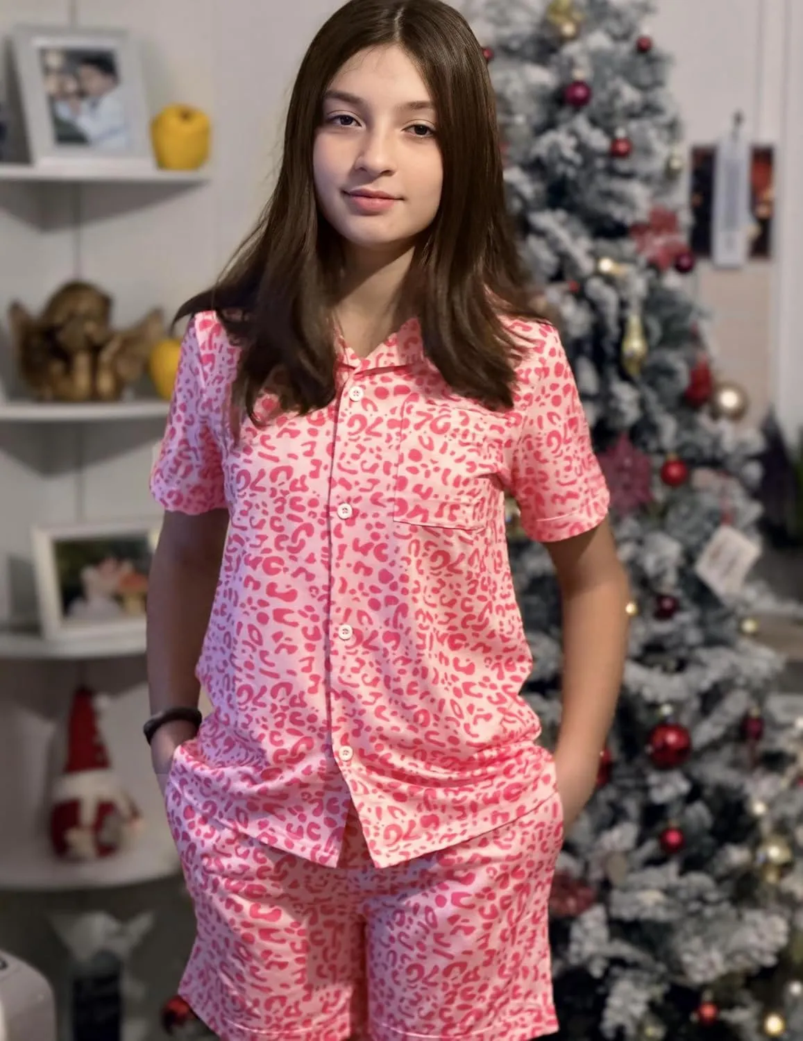 Arshiner Girls Pajamas Sets Short Sleeve Kids Pjs Button Down Sleepwear