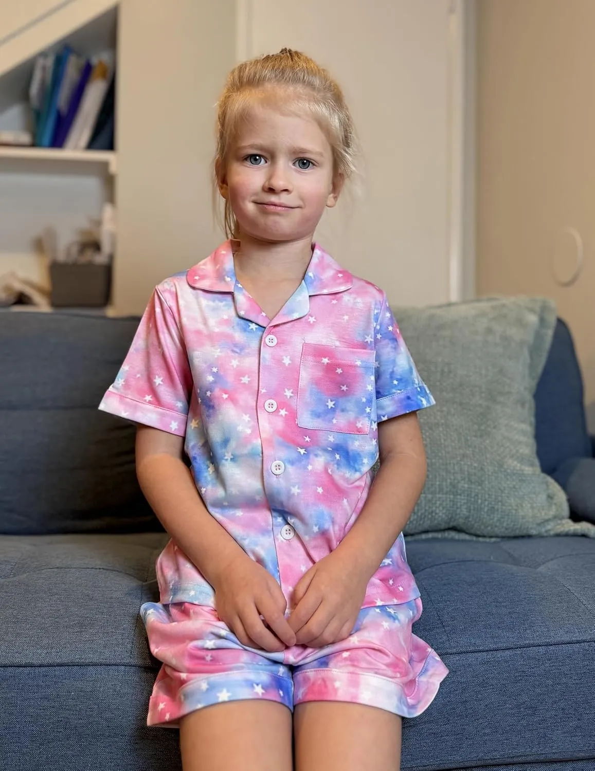 Arshiner Girls Pajamas Sets Short Sleeve Kids Pjs Button Down Sleepwear