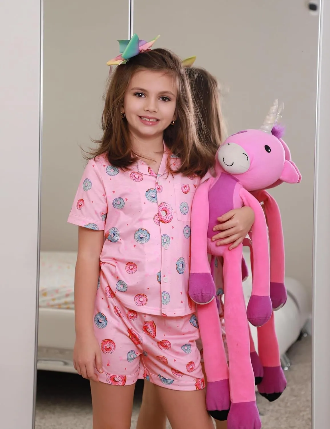 Arshiner Girls Pajamas Sets Short Sleeve Kids Pjs Button Down Sleepwear