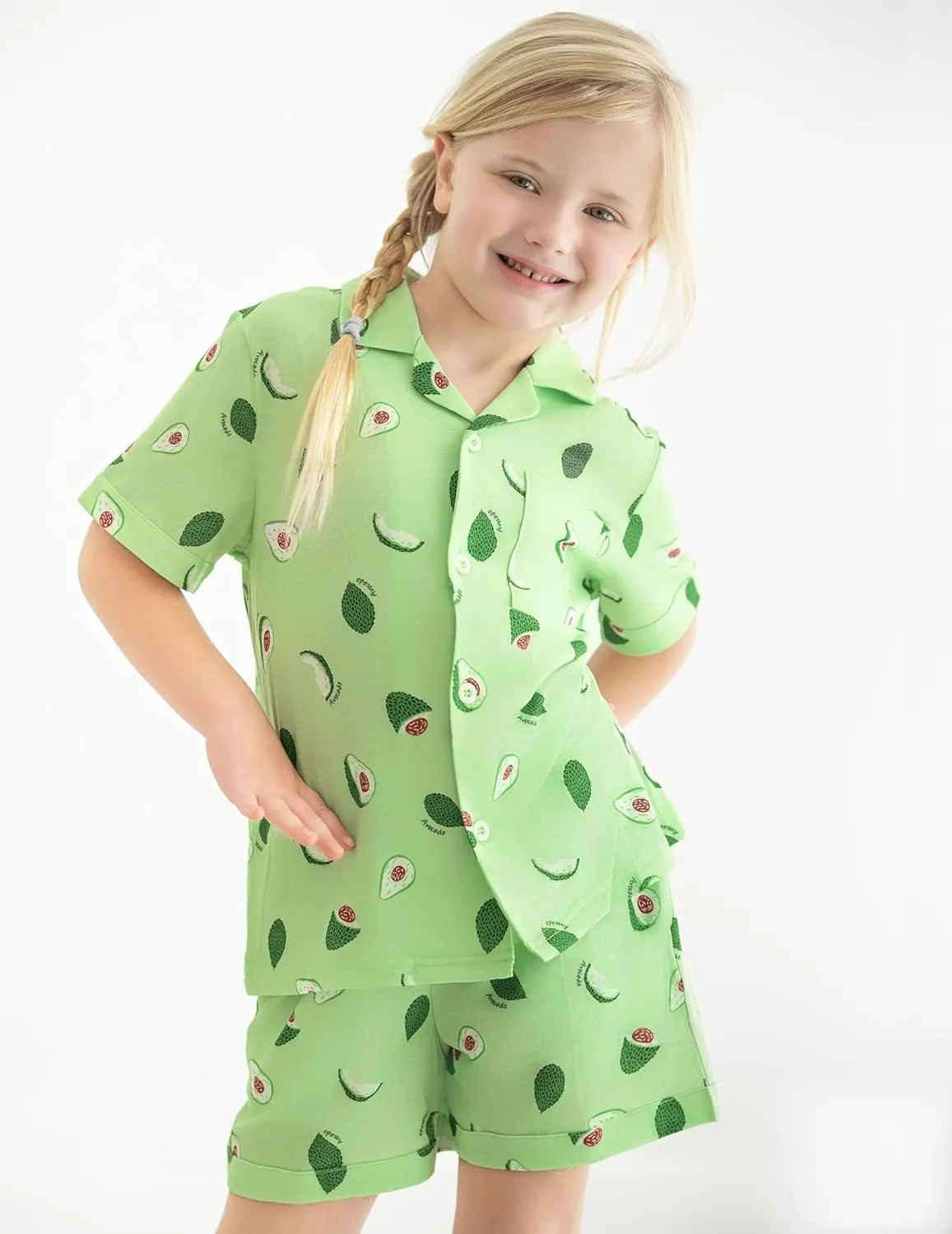 Arshiner Girls Pajamas Sets Short Sleeve Kids Pjs Button Down Sleepwear
